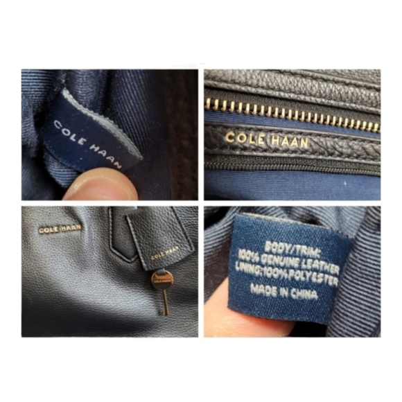 Cole Haan Dorset Satchel black leather golden metal lock key crossbody strap bag - Picture 11 of 16